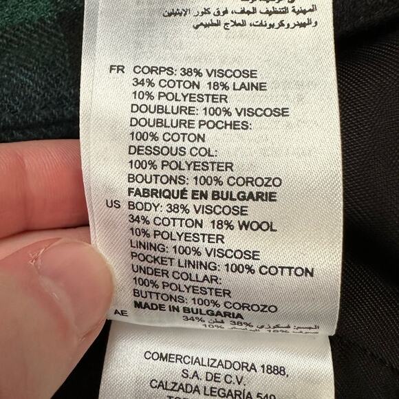 Sandro Paris Dark Green Plaid Wool Blend Double Breasted Blazer Size 36 … - Picture 11 of 11